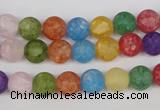 CKQ03 15.5 inches 8mm round matte dyed crackle quartz beads