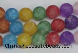 CKQ04 15.5 inches 10mm round matte dyed crackle quartz beads