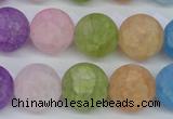 CKQ06 15.5 inches 14mm round matte dyed crackle quartz beads