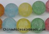 CKQ07 15.5 inches 16mm round matte dyed crackle quartz beads