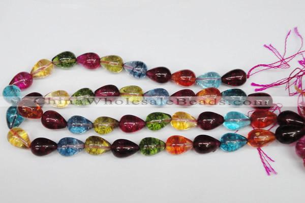 CKQ110 15.5 inches 12*18mm teardrop dyed crackle quartz beads