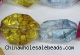CKQ119 15.5 inches 16*26mm faceted nuggets dyed crackle quartz beads