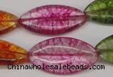 CKQ124 15.5 inches 15*30mm marquise dyed crackle quartz beads
