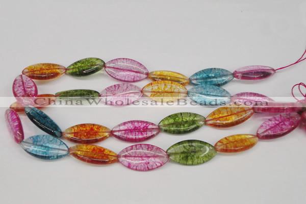 CKQ124 15.5 inches 15*30mm marquise dyed crackle quartz beads