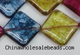 CKQ133 15.5 inches 25*25mm diamond dyed crackle quartz beads