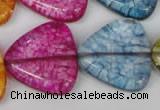 CKQ137 15.5 inches 30*30mm triangle dyed crackle quartz beads