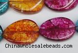 CKQ140 15.5 inches 20*30mm twisted oval dyed crackle quartz beads