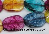 CKQ142 15.5 inches 18*25mm twisted rectangle dyed crackle quartz beads