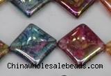 CKQ152 15.5 inches 20*20mm diamond AB-color crackle quartz beads