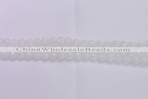 CKQ344 15.5 inches 8mm faceted round dyed crackle quartz beads