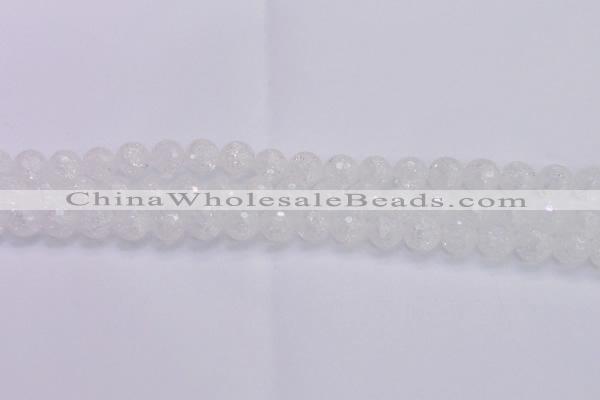 CKQ345 15.5 inches 10mm faceted round dyed crackle quartz beads