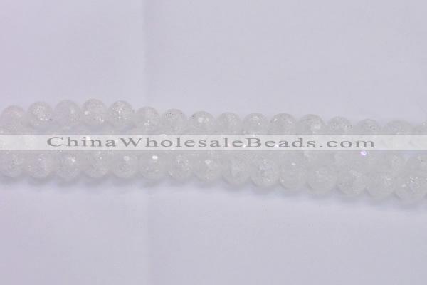 CKQ346 15.5 inches 12mm faceted round dyed crackle quartz beads