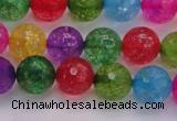 CKQ352 15.5 inches 10mm faceted round dyed crackle quartz beads