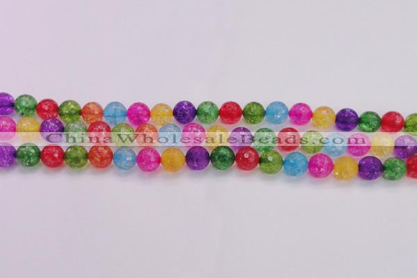 CKQ352 15.5 inches 10mm faceted round dyed crackle quartz beads