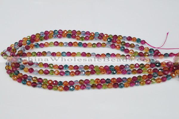 CKQ41 15.5 inches 6mm faceted round dyed crackle quartz beads