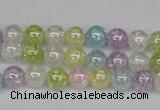 CKQ61 15.5 inches 6mm round AB-color dyed crackle quartz beads