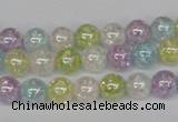 CKQ62 15.5 inches 8mm round AB-color dyed crackle quartz beads