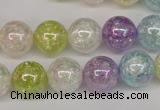 CKQ64 15.5 inches 12mm round AB-color dyed crackle quartz beads