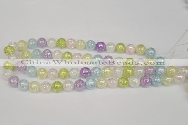 CKQ64 15.5 inches 12mm round AB-color dyed crackle quartz beads