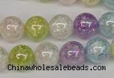 CKQ65 15.5 inches 14mm round AB-color dyed crackle quartz beads