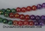 CKQ71 15.5 inches 6mm round AB-color dyed crackle quartz beads