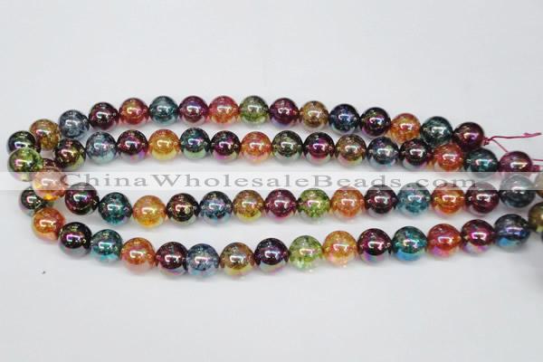 CKQ84 15.5 inches 12mm round AB-color dyed crackle quartz beads