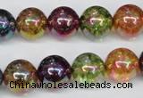 CKQ85 15.5 inches 14mm round AB-color dyed crackle quartz beads