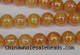 CKQ91 15.5 inches 6mm round AB-color dyed crackle quartz beads