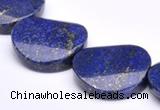 CLA32 26*26mm twisted coin deep blue dyed lapis lazuli beads