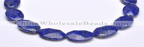 CLA46 20*30mm faceted oval deep blue dyed lapis lazuli beads