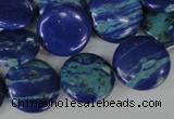 CLA460 15.5 inches 18mm flat round synthetic lapis lazuli beads