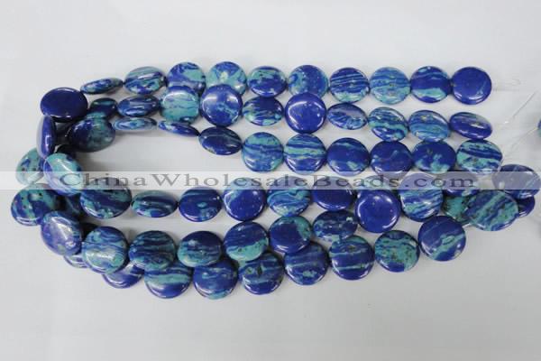 CLA460 15.5 inches 18mm flat round synthetic lapis lazuli beads