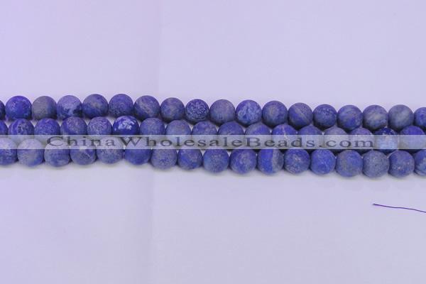 CLA66 15.5 inches 16mm round matte lapis lazuli beads