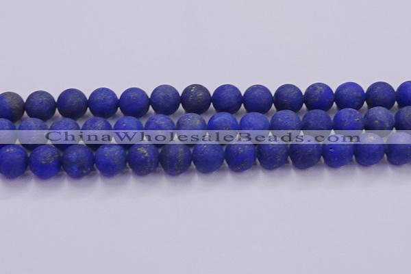CLA74 15.5 inches 12mm round matte lapis lazuli beads wholesale