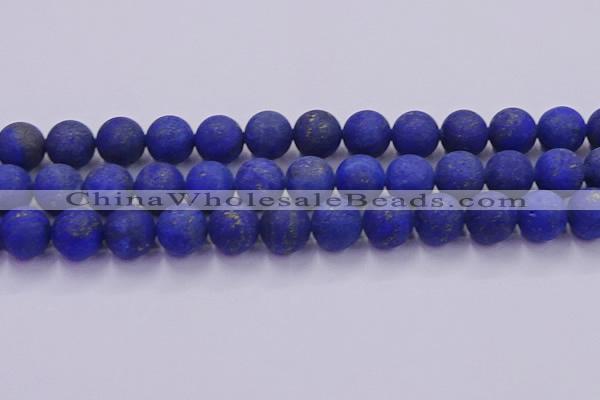 CLA75 15.5 inches 14mm round matte lapis lazuli beads wholesale