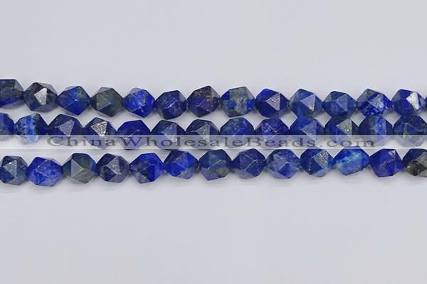 CLA89 15.5 inches 12mm faceted nuggets dyed lapis lazuli beads