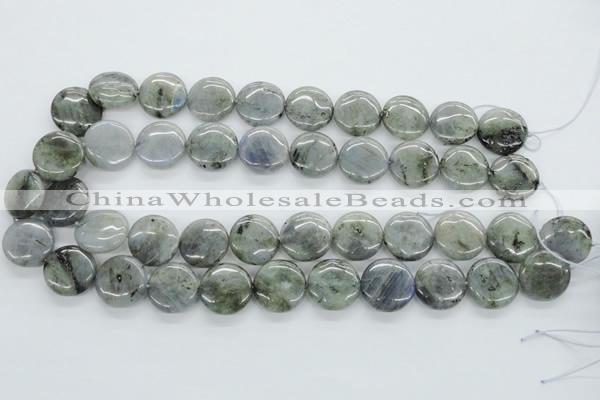 CLB107 15.5 inches 18mm flat round labradorite gemstone beads wholesale