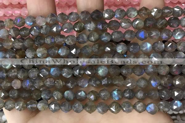 CLB1080 15.5 inches 6mm faceted nuggets labradorite beads