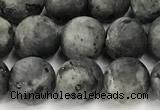 CLB1197 15 inches 8mm round matte black labradorite beads