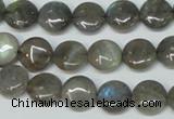 CLB168 15.5 inches 12mm flat round labradorite gemstone beads