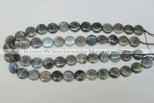 CLB170 15.5 inches 16mm flat round labradorite gemstone beads