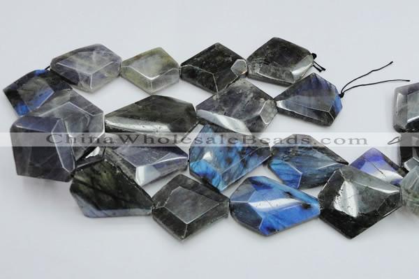 CLB219 15.5 inches 30*35mm - 40*45mm faceted freeform labradorite beads