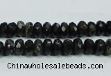 CLB303 15.5 inches 5*8mm faceted rondelle black labradorite beads