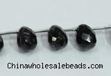 CLB319 10*14mm top-drilled faceted teardrop black labradorite beads