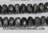 CLB322 15.5 inches 6*12mm faceted rondelle black labradorite beads