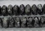 CLB323 15.5 inches 7*14mm faceted rondelle black labradorite beads