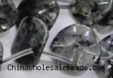 CLB326 Top-drilled 20mm wavy coin black labradorite beads