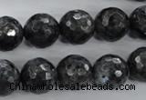 CLB364 15.5 inches 14mm faceted round black labradorite beads wholesale