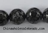 CLB366 15.5 inches 18mm faceted round black labradorite beads wholesale