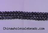 CLB370 15.5 inches 4mm round matte black labradorite beads